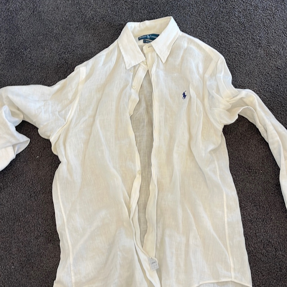 ralph lauren linen button up polo